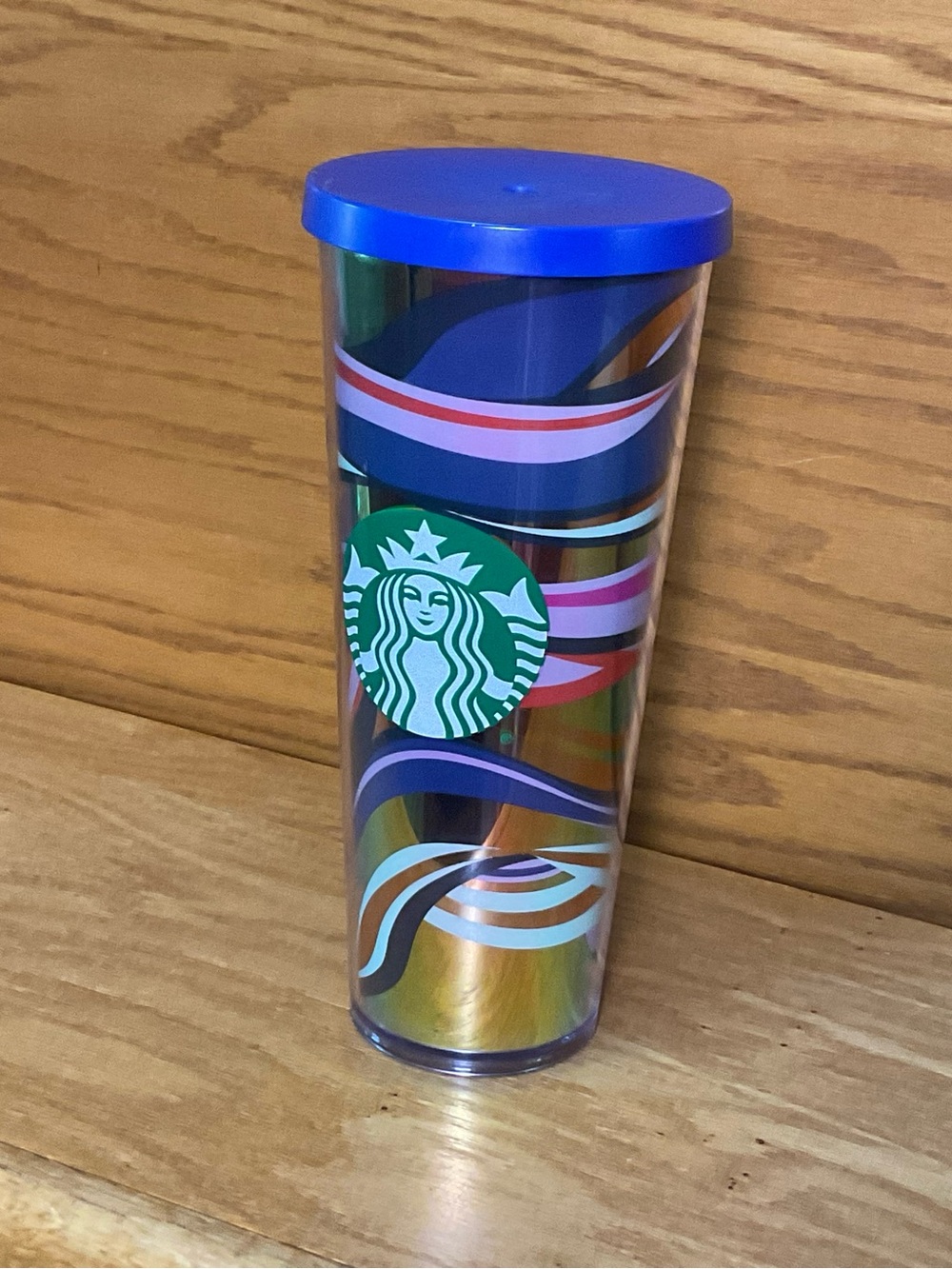 Starbucks Venti Reusable Tumbler | Abstract Retro Swirl Print | 24 oz Cold Cup